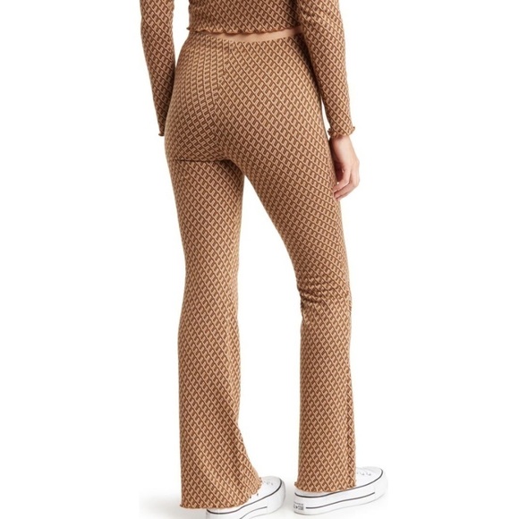 Elodie Flare Brown Geo Print Knit Leggings Pants - Size X Small, NWT - Picture 2 of 12